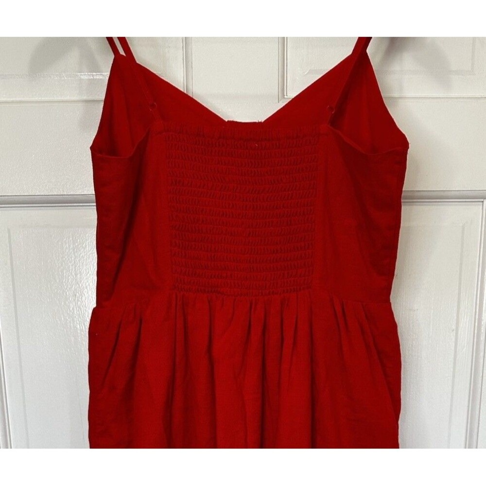 American Eagle Outfitters Red Button-Front Midi Sundress V-Neck Cotton Size S - Picture 7 of 8